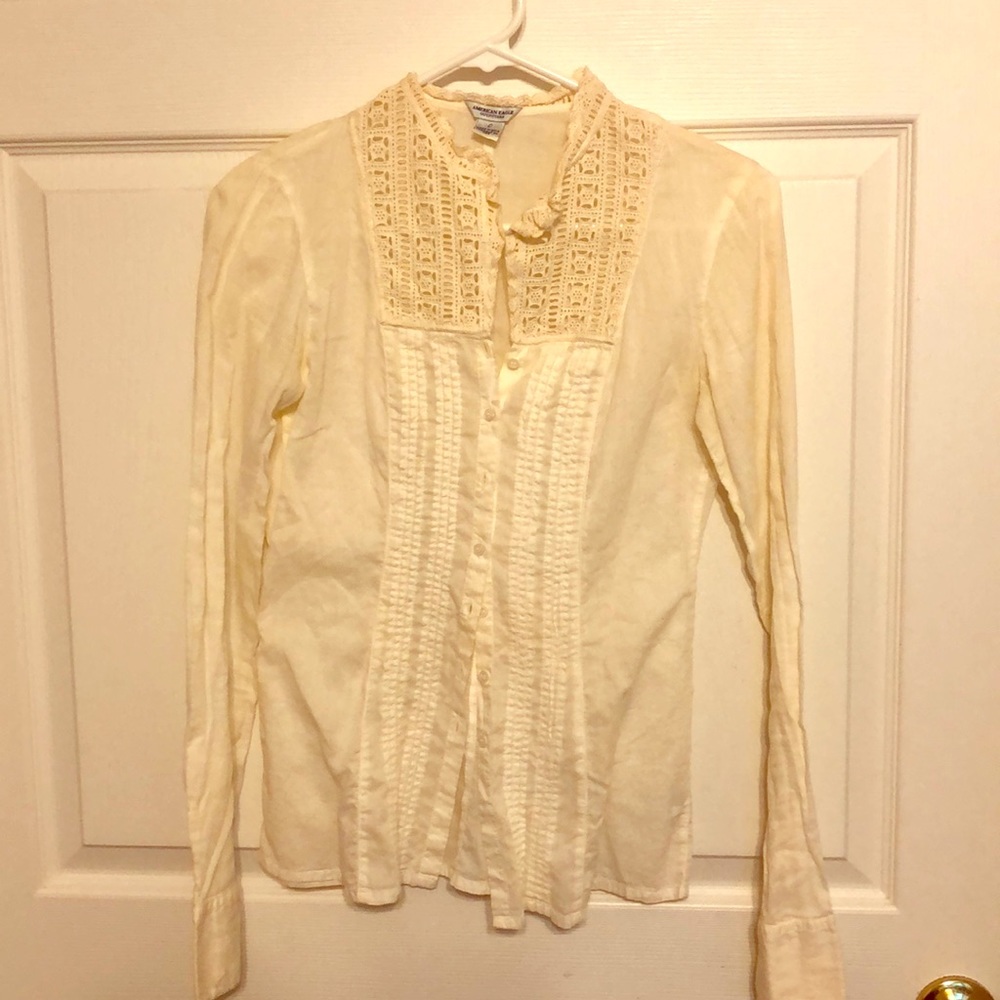 American Eagle cream button down blouse